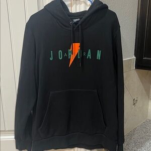Jordan Black Hoodie with Green and Orange Logo